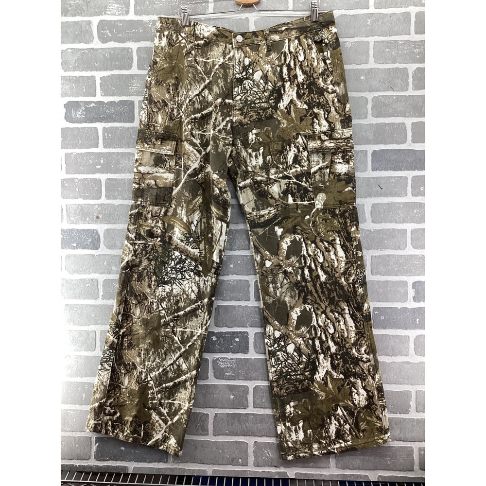 Pinkymoor Womens Camo Cargo Pants XL Green Brown Forest Camouflage Straight Leg
